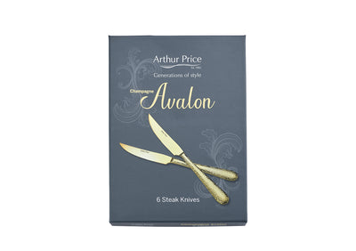 Champagne Avalon Box of 6 Steak Knives