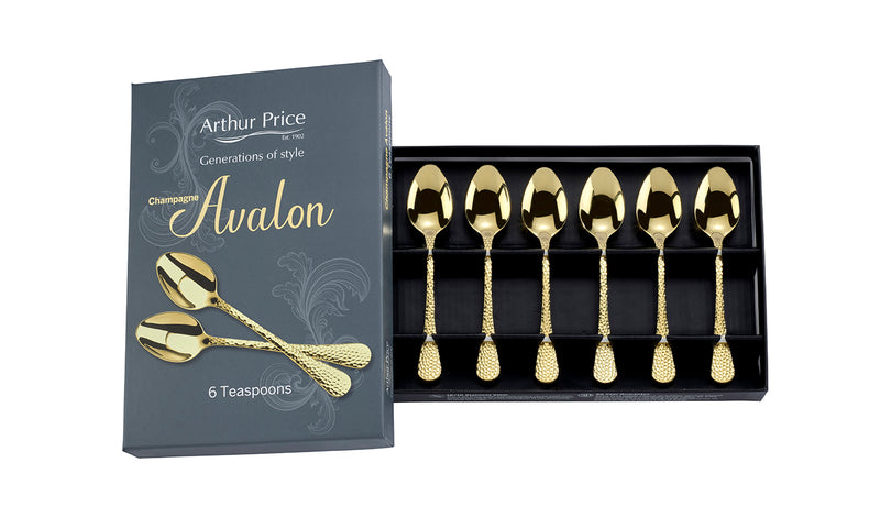 Champagne Avalon Box of 6 Tea Spoons