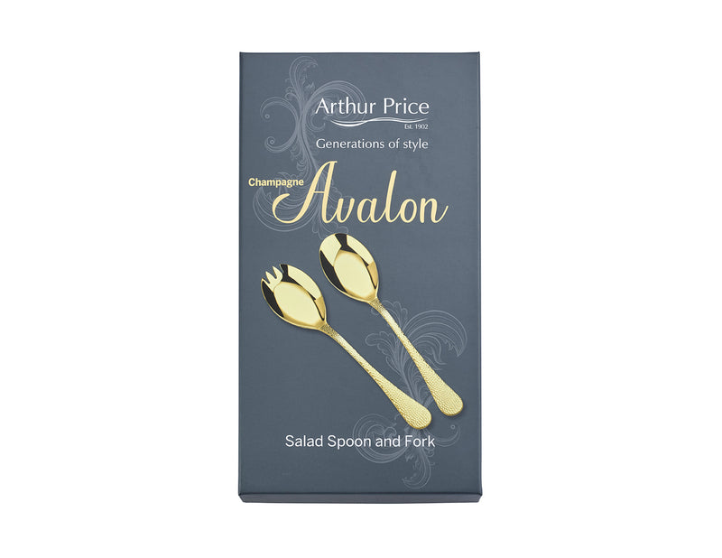 Champagne Avalon Boxed Salad Serving Spoon & Fork