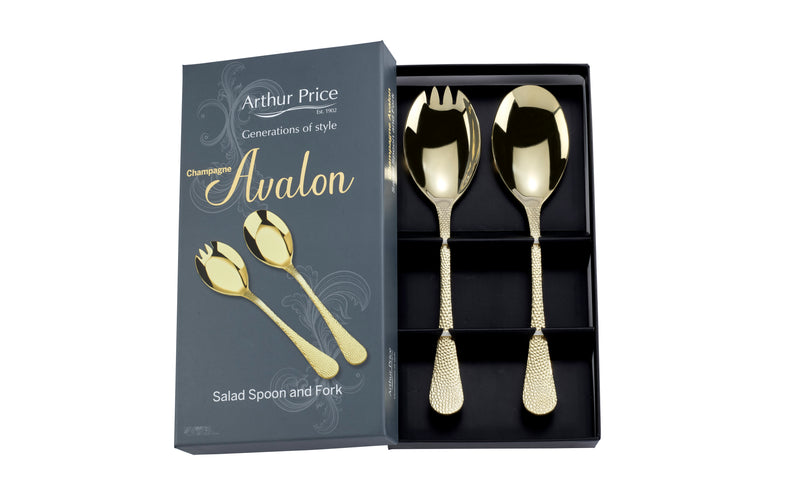 Champagne Avalon Boxed Salad Serving Spoon & Fork