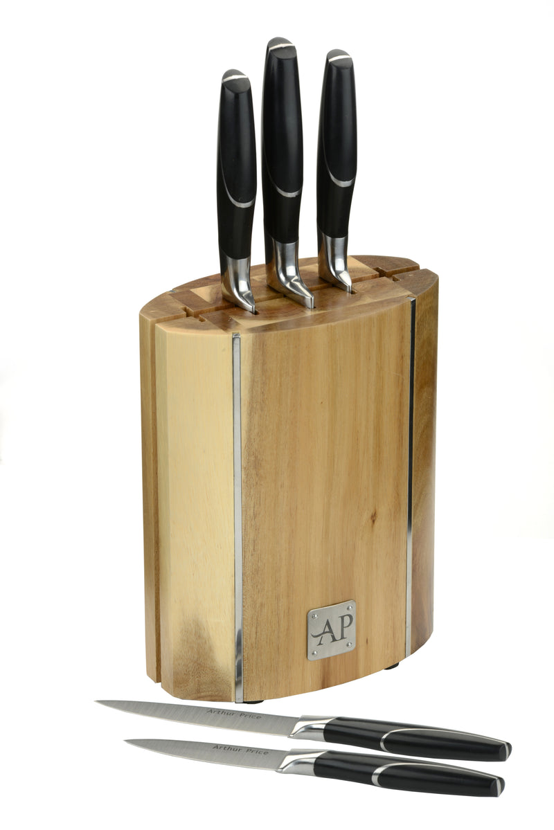 6 Piece Oval Wooden Knife Block Set